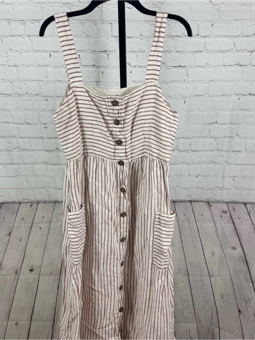 Artisan NY 100% Linen Button Down Striped Maxi Dress Size 10